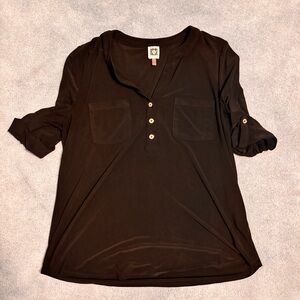 Anne Klein Black Button-Up Blouse